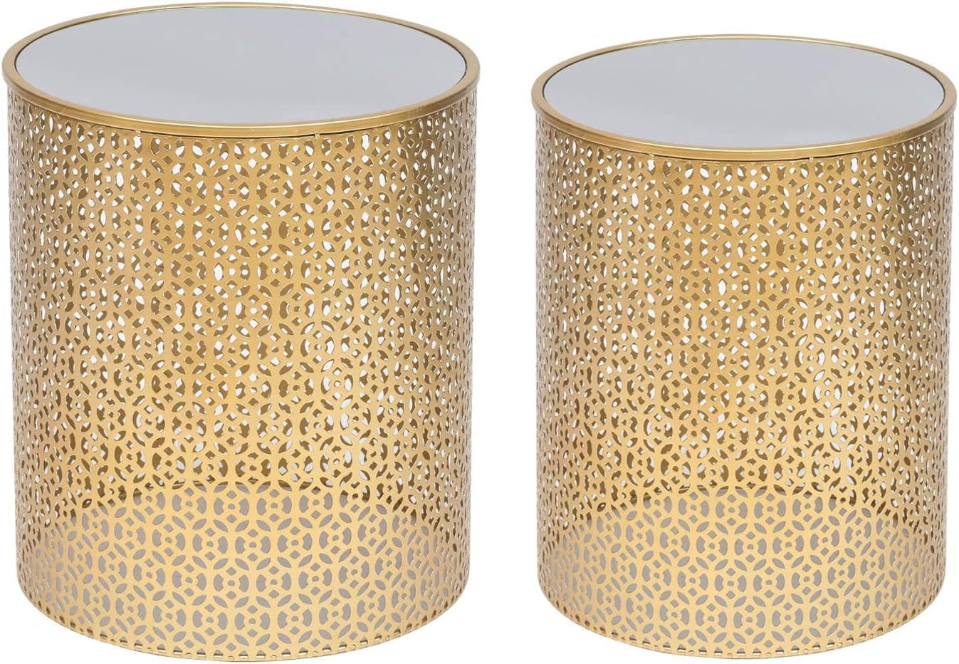 End Tables Set of 2- Coffee Tables round Mid Century Nightstands Stools- Nesting Side Tables for Living Room Bedroom and Entryway
