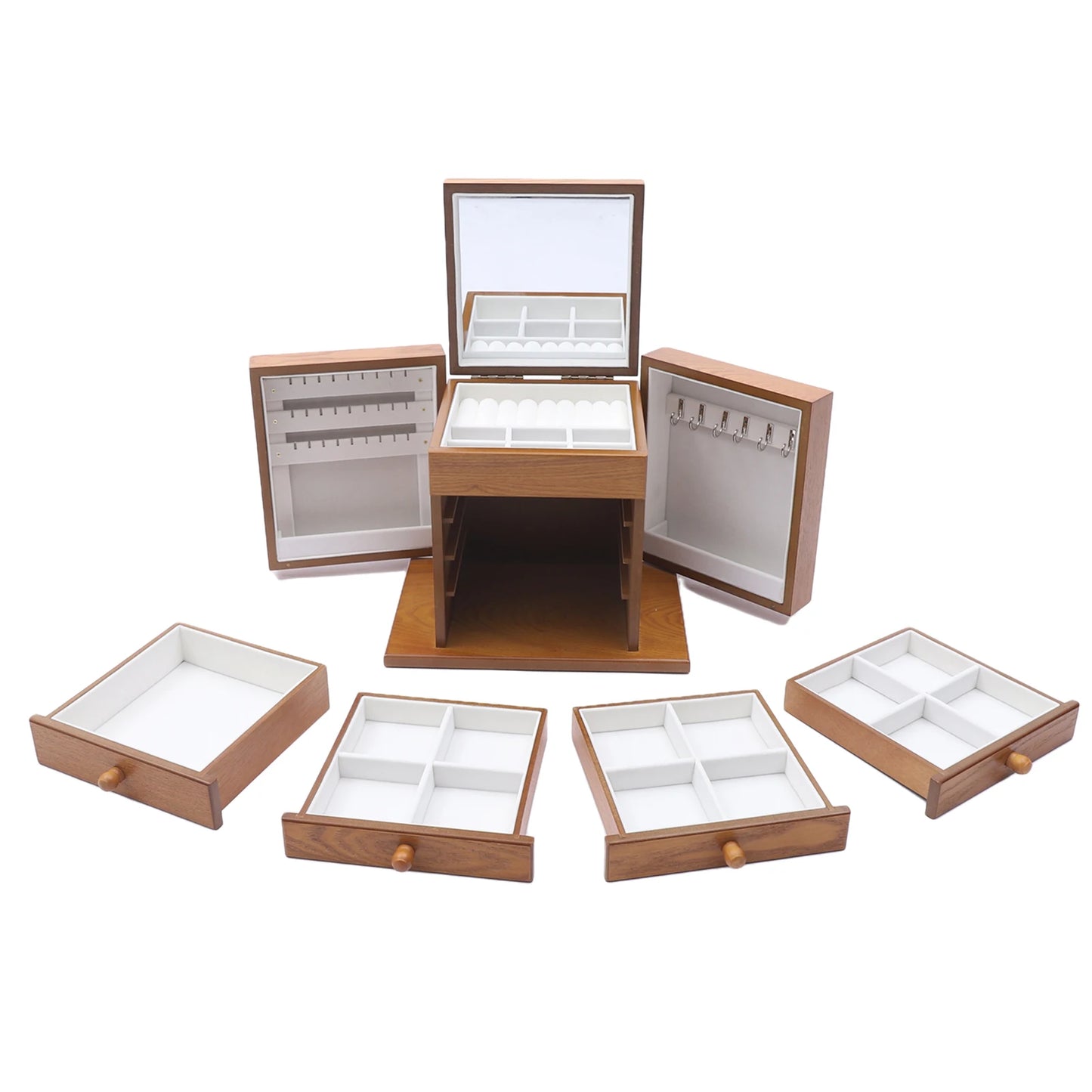 Vintage Jewelry Organizer Box with Makeup Mirror