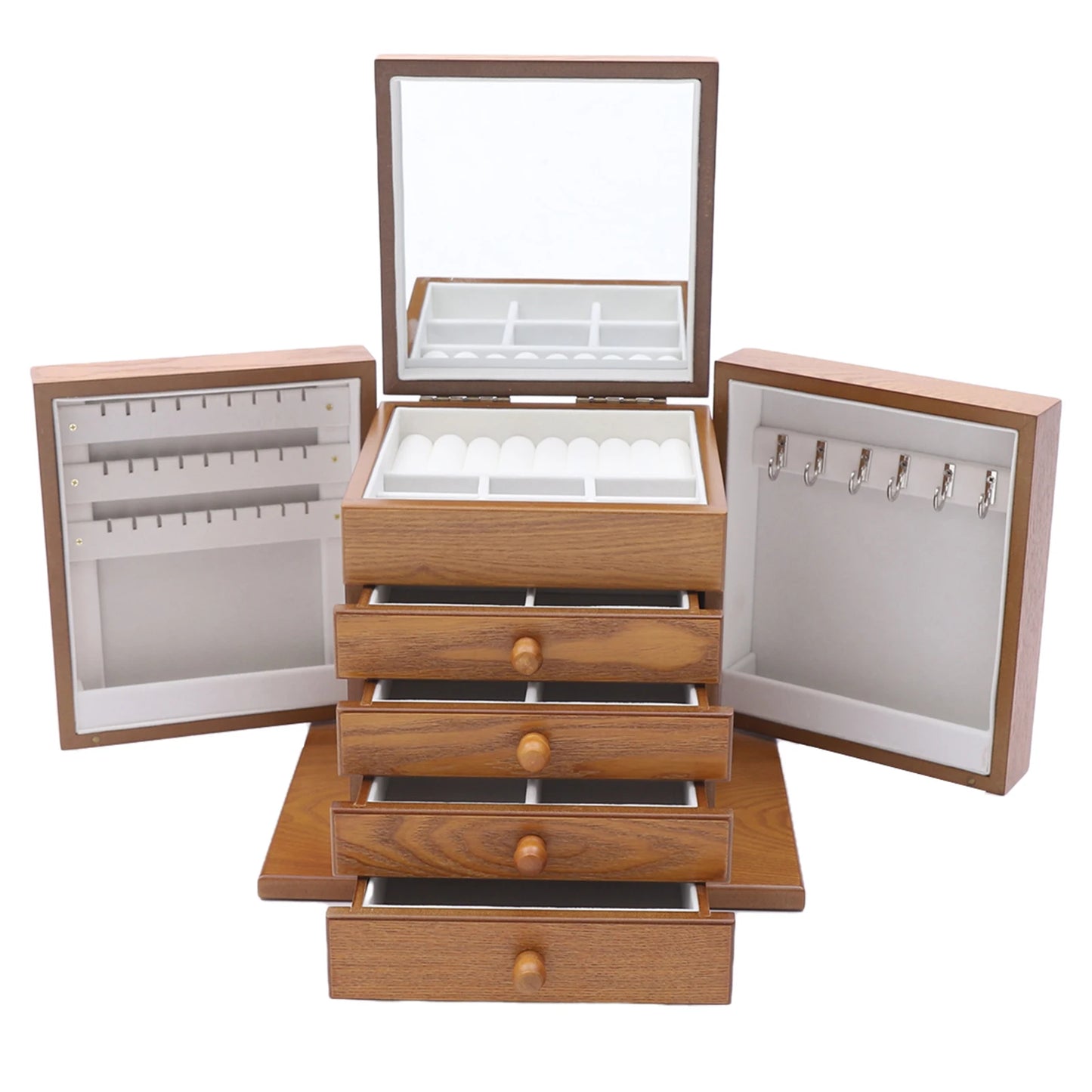 Vintage Jewelry Organizer Box with Makeup Mirror
