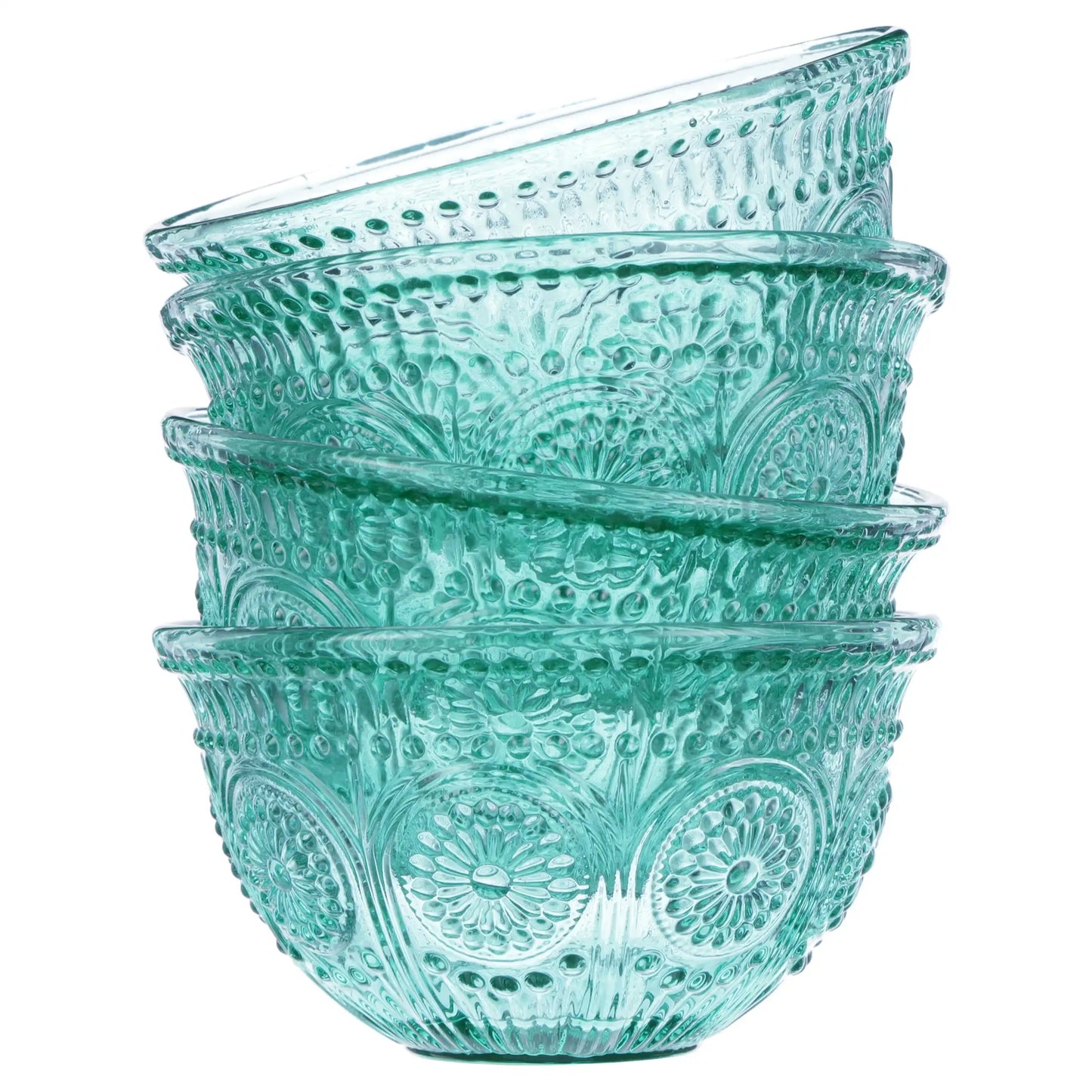 Adeline 4-Piece Embossed Glass Bowl Set