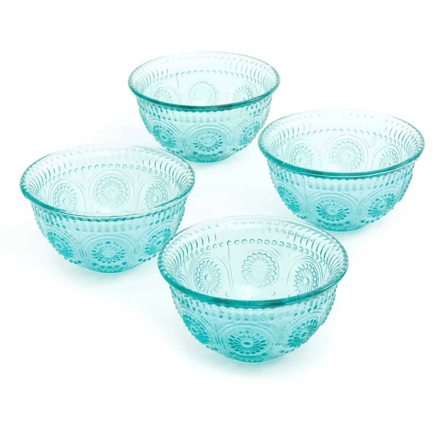 Adeline 4-Piece Embossed Glass Bowl Set