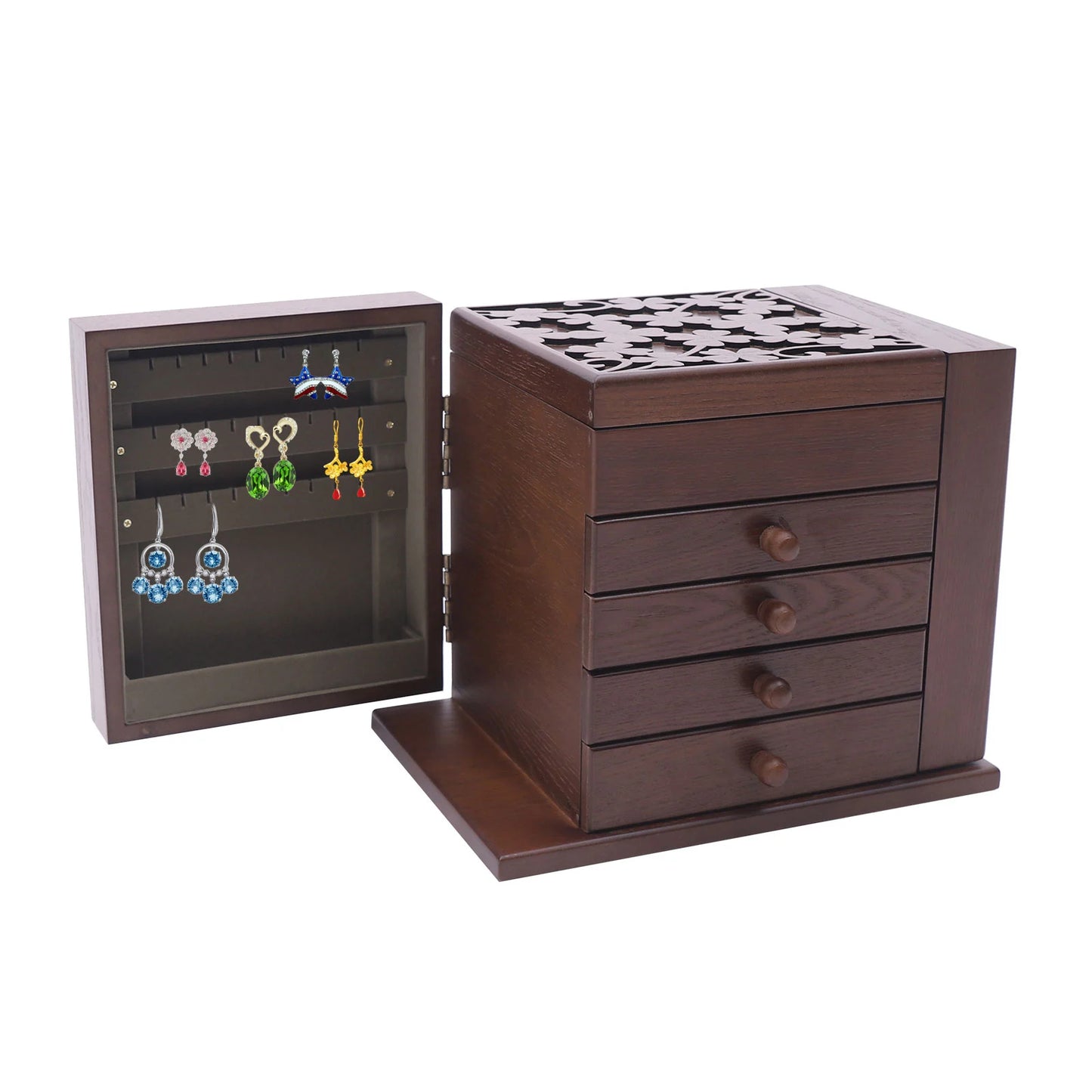 Vintage Jewelry Organizer Box with Makeup Mirror