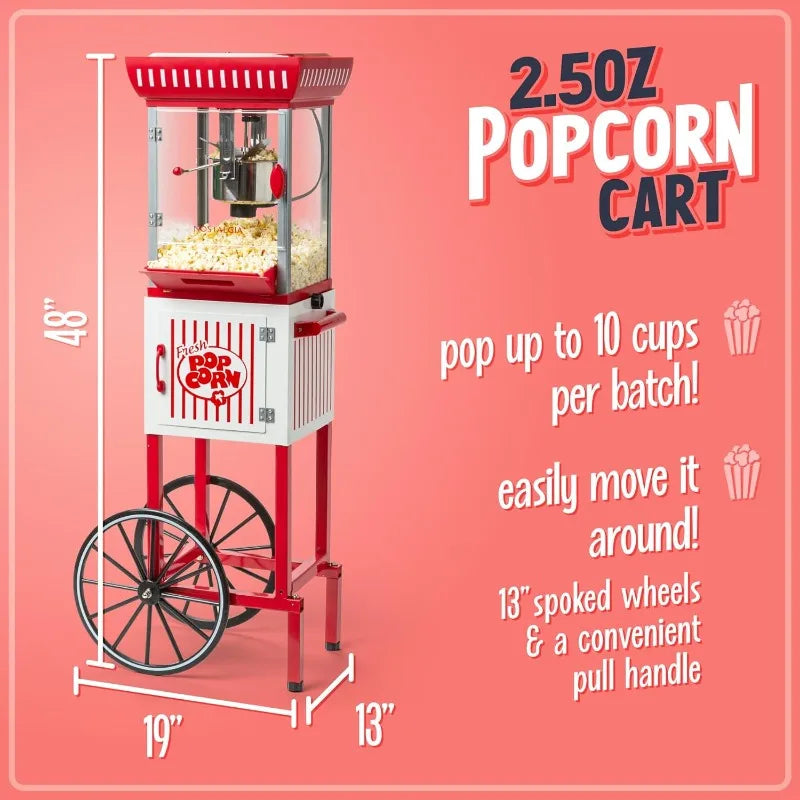 Nostalgia Popcorn Maker Machine - Professional Cart