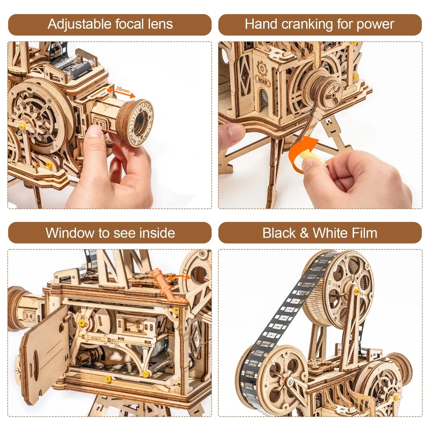 Retro Diy 3D Hand Crank Film Projector