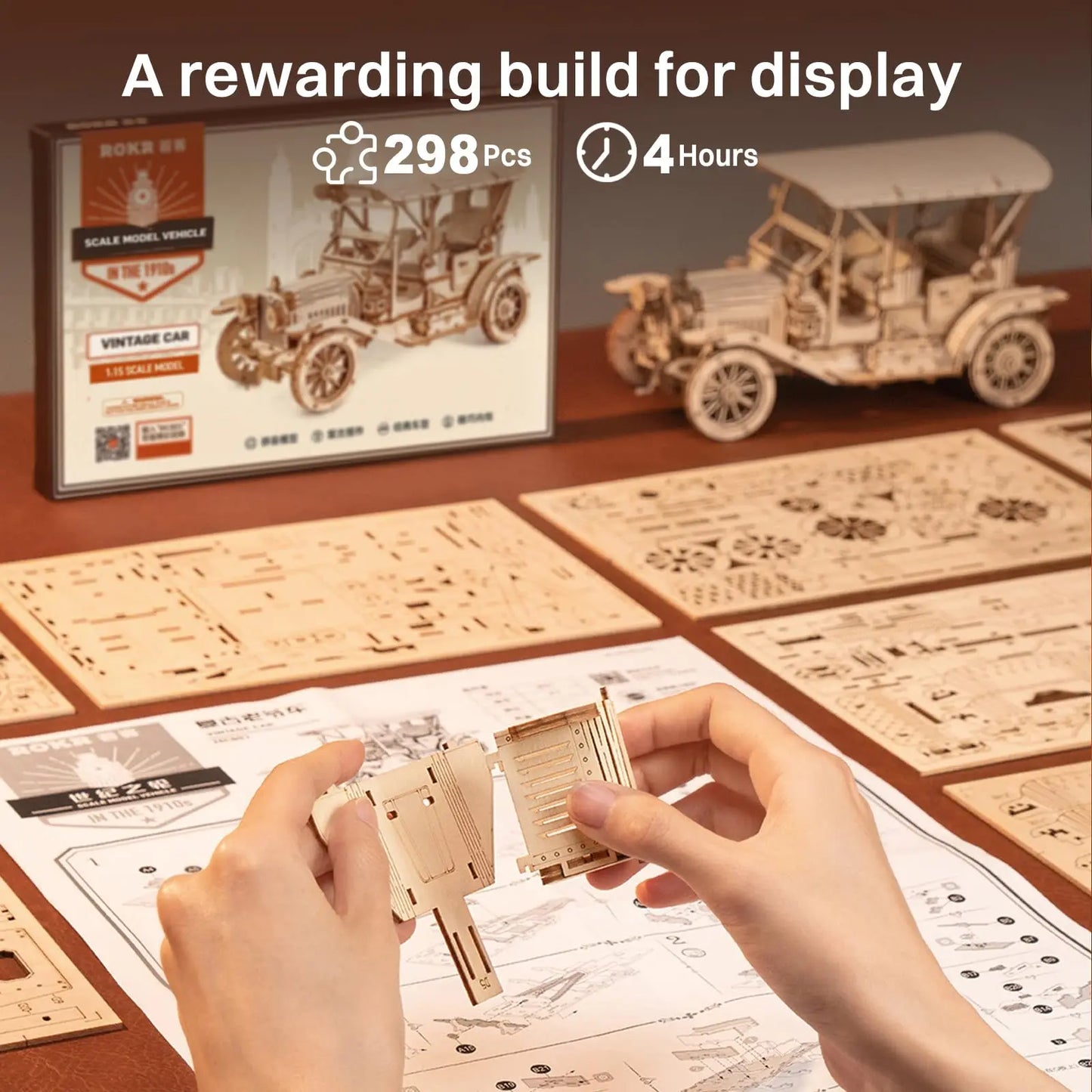 Robotime Rokr Vintage Car 3D Puzzle