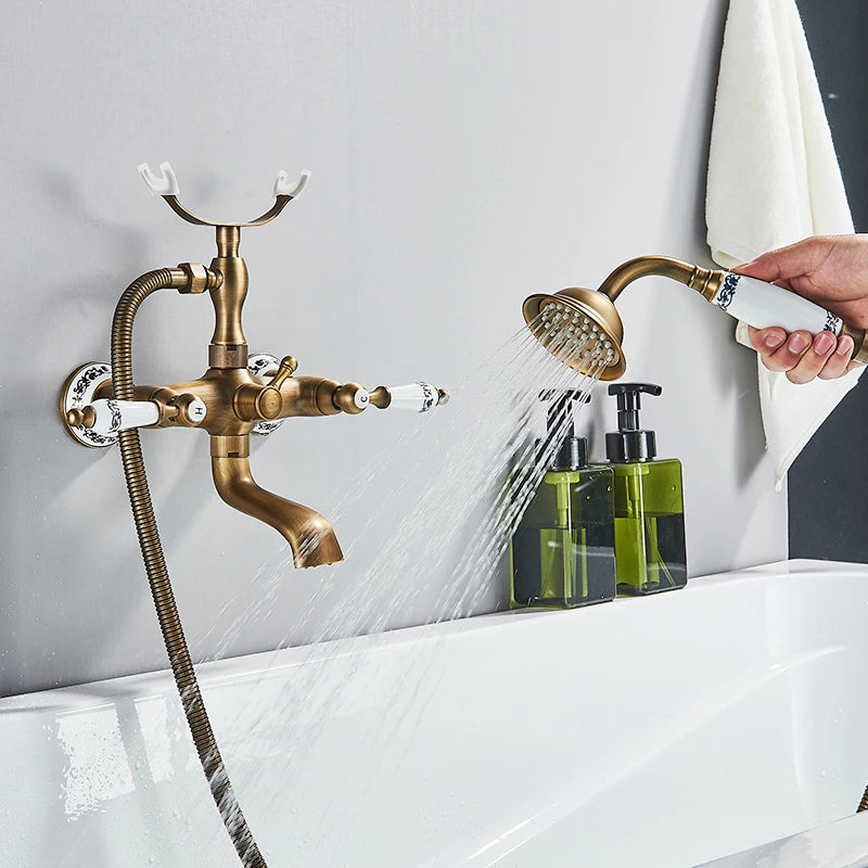 Rozin Retro Brass Bathtub Shower Faucet