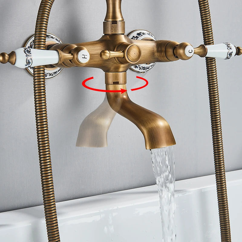 Rozin Retro Brass Bathtub Shower Faucet
