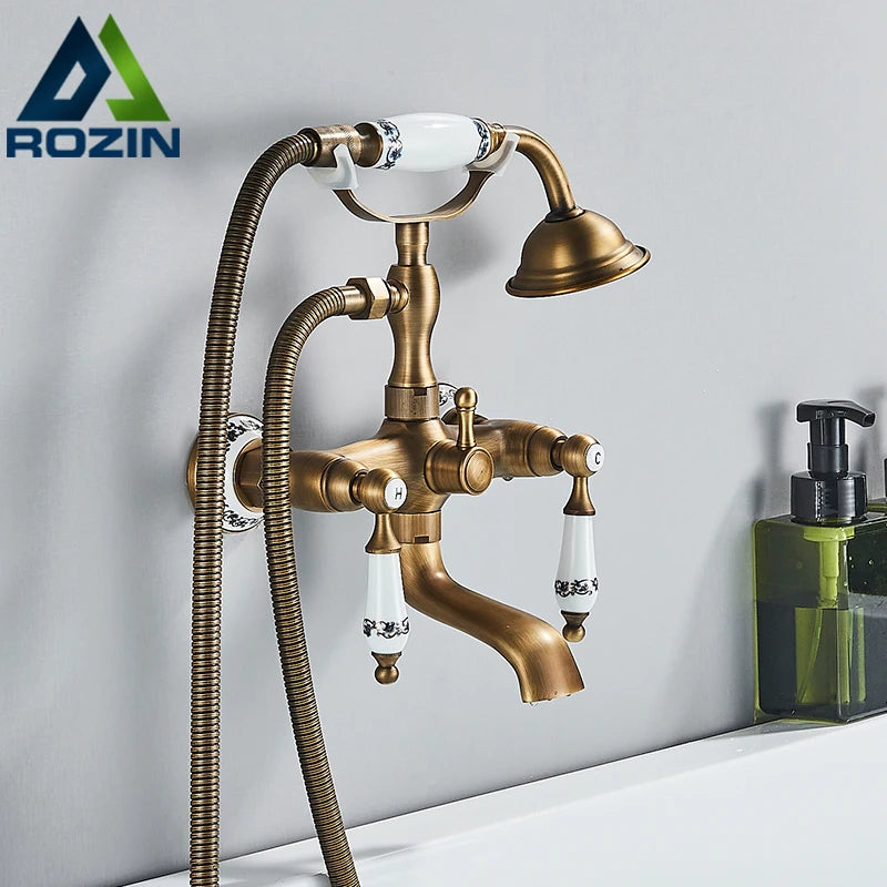 Rozin Retro Brass Bathtub Shower Faucet