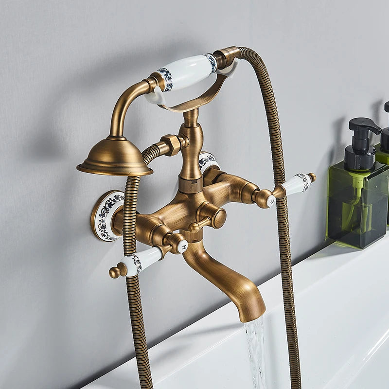 Rozin Retro Brass Bathtub Shower Faucet