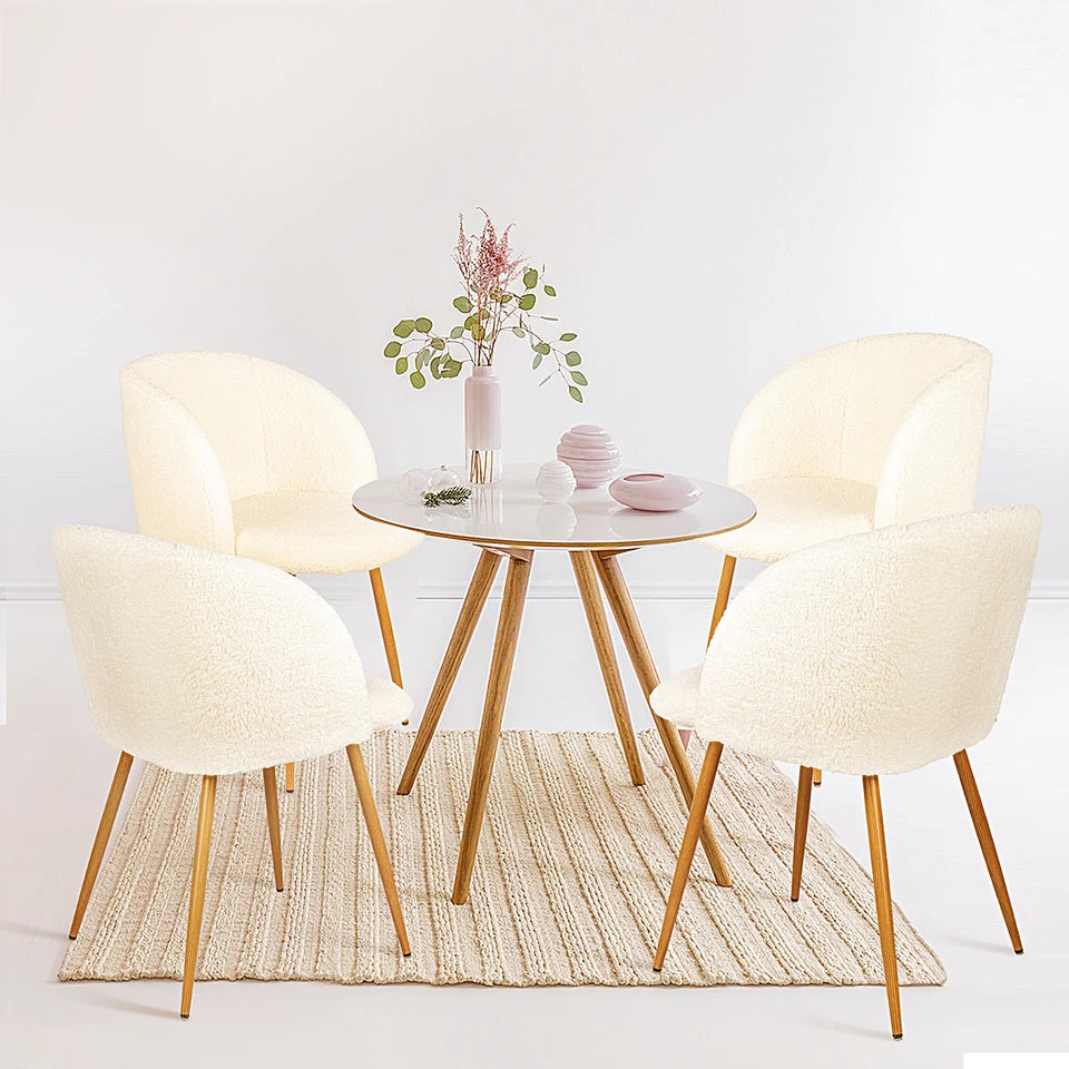 Golden Color Adjustable Legs Upholstered Dining Armrest Chair (Set of 2)