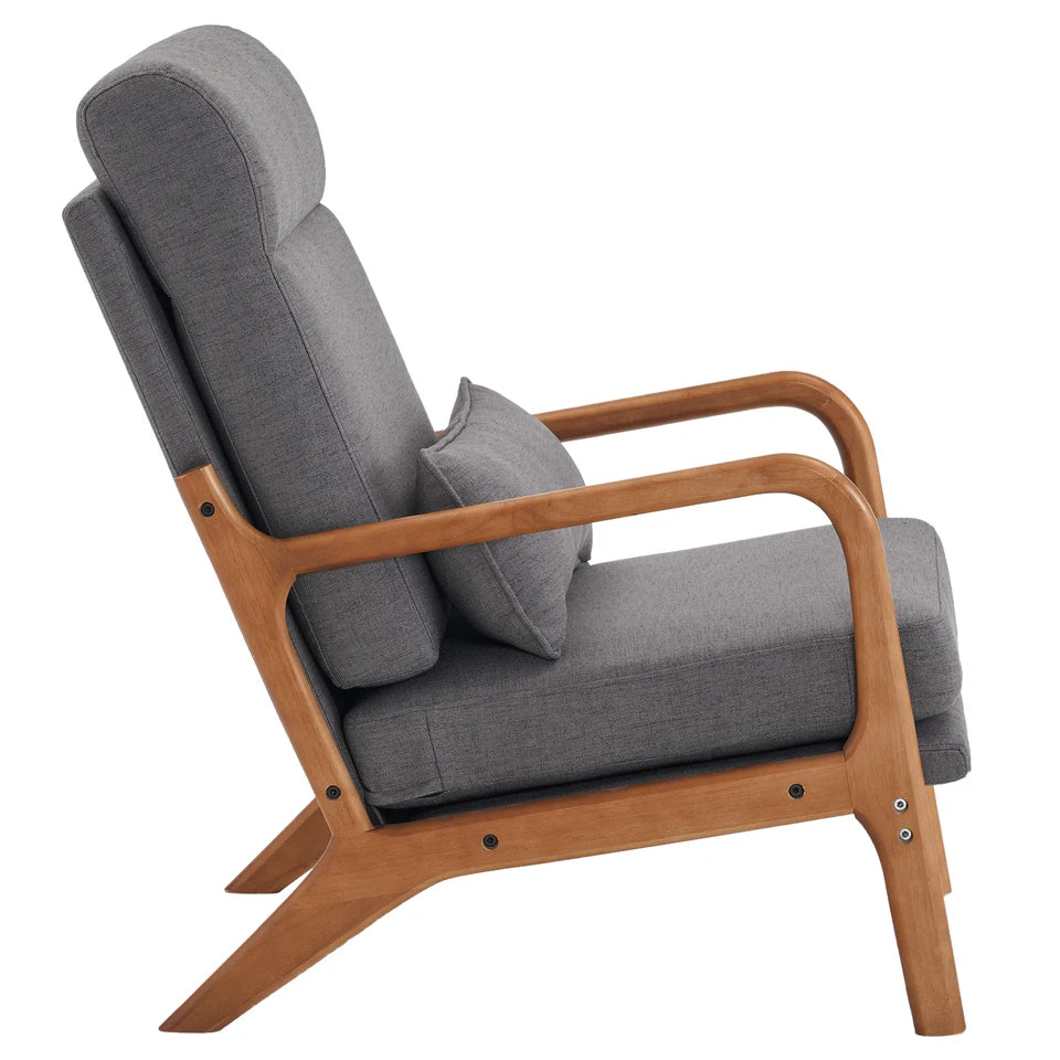 Solid Wood Armrest Backrest Iron Frame Indoor Leisure Chair