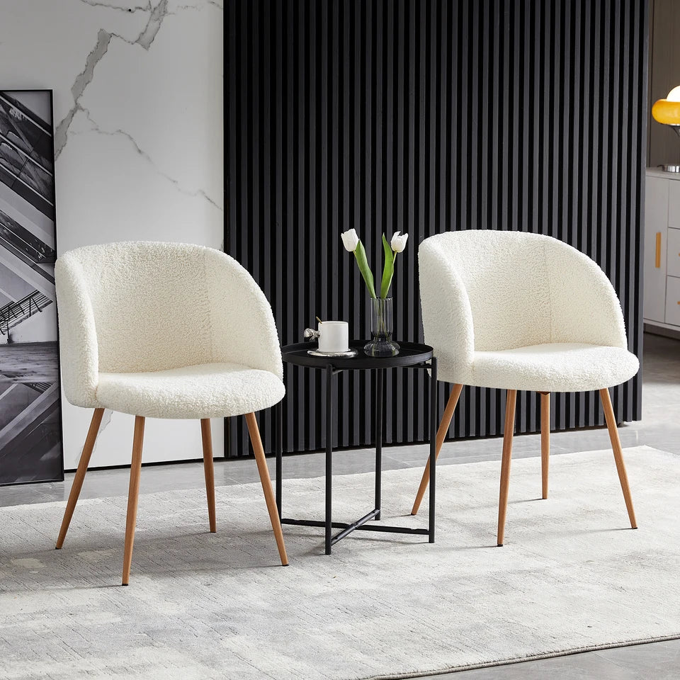 Golden Color Adjustable Legs Upholstered Dining Armrest Chair (Set of 2)