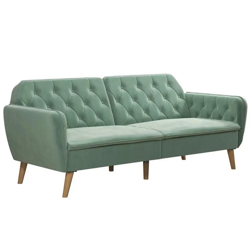 Light Green Velvet Memory Foam Futon