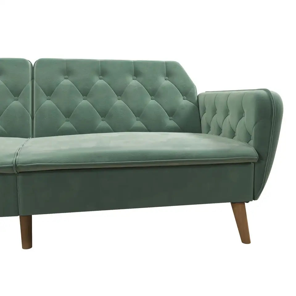 Light Green Velvet Memory Foam Futon