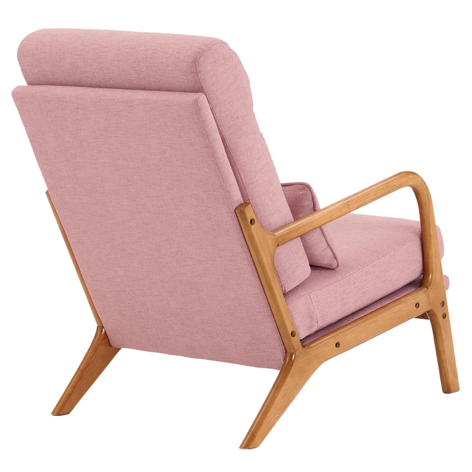 Solid Wood Armrest Backrest Iron Frame Indoor Leisure Chair