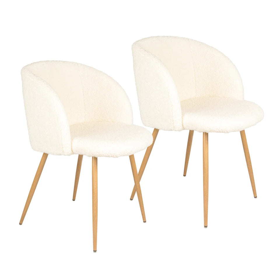 Golden Color Adjustable Legs Upholstered Dining Armrest Chair (Set of 2)