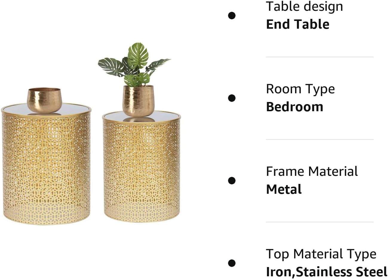 End Tables Set of 2- Coffee Tables round Mid Century Nightstands Stools- Nesting Side Tables for Living Room Bedroom and Entryway