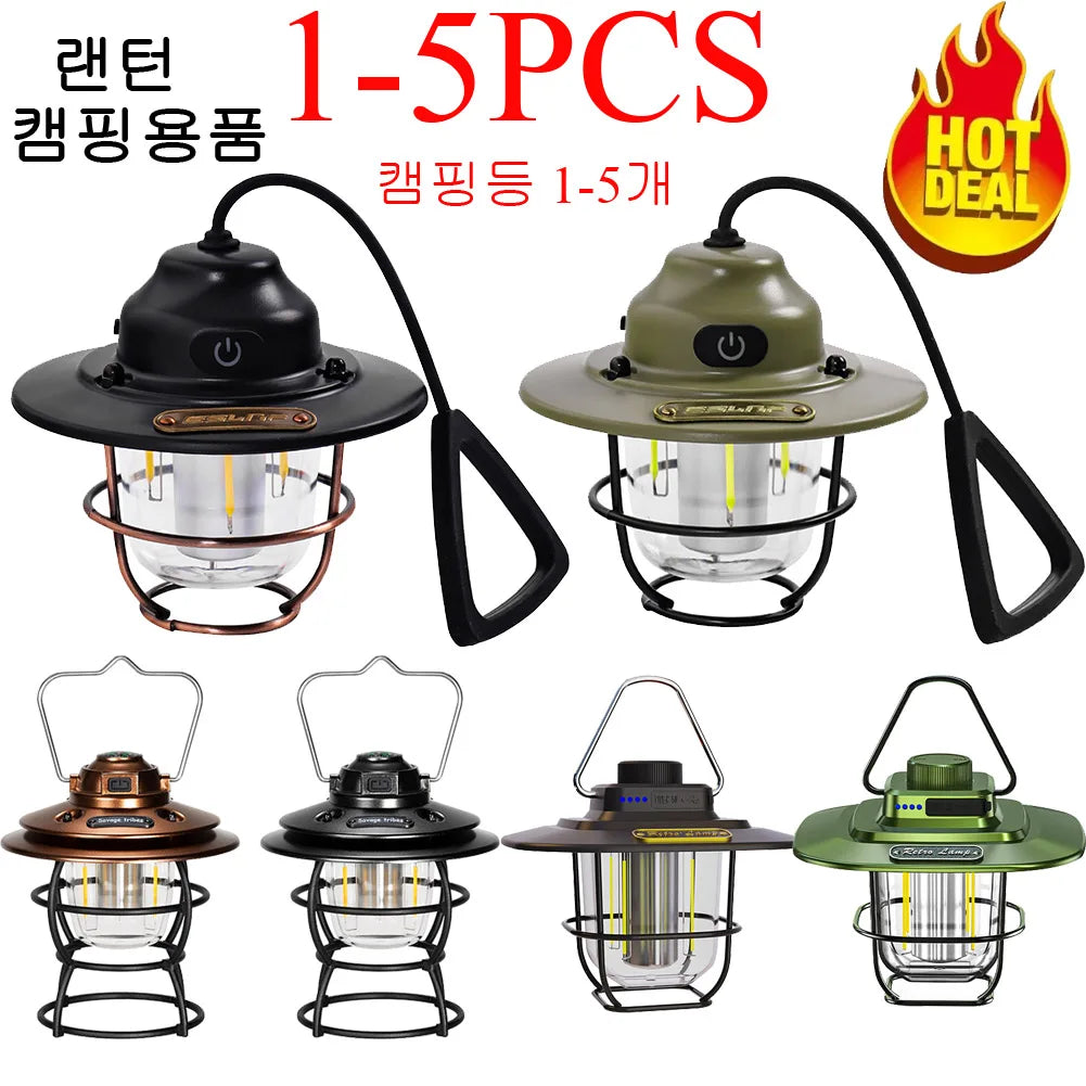 Vintage Metal Lanterns with Multiple Lighting Modes
