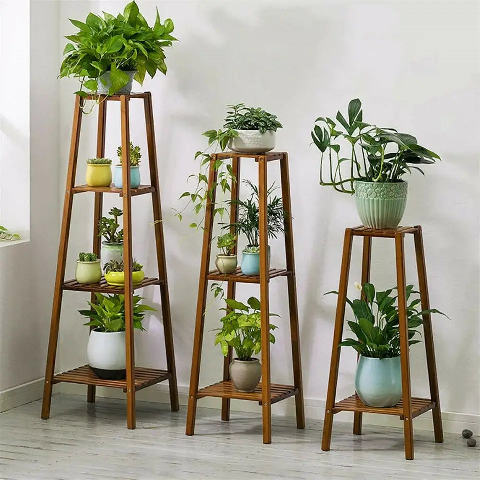 Tall Bamboo Plant Stand Flower Pot