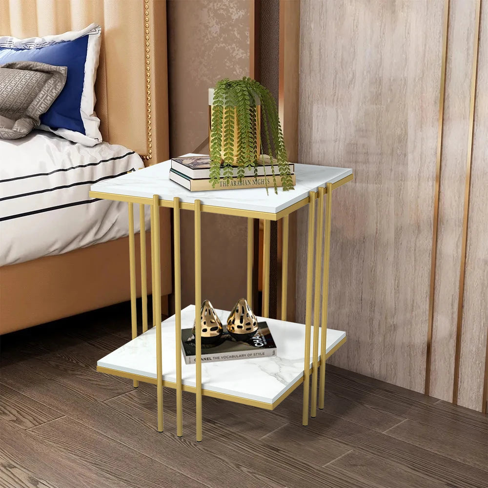 Modern Gold Marble Top Side Table