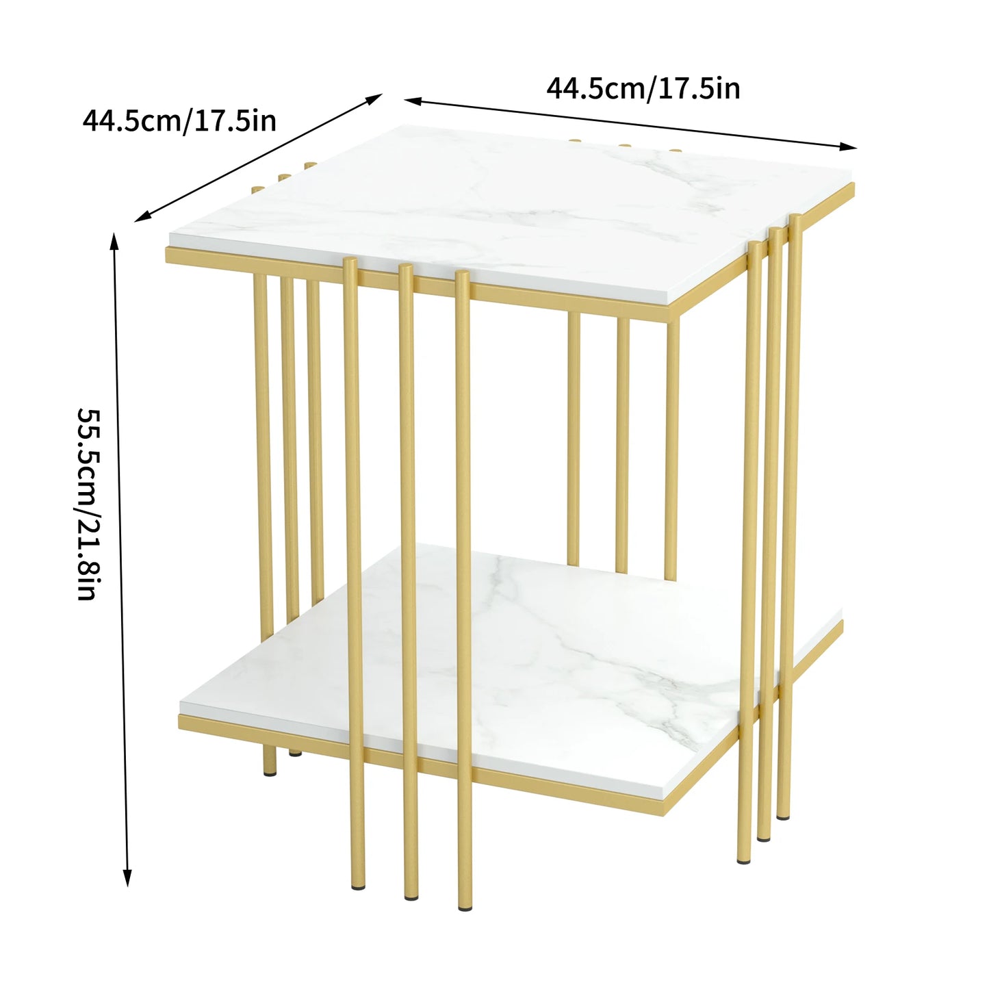 Modern Gold Marble Top Side Table