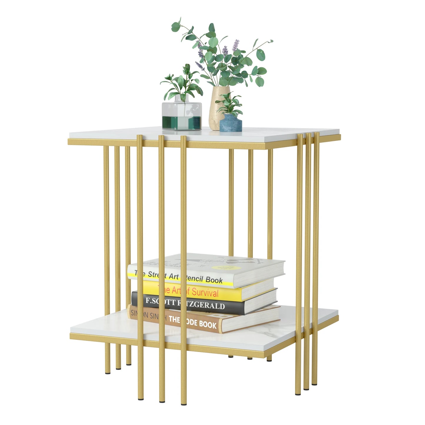 Modern Gold Marble Top Side Table