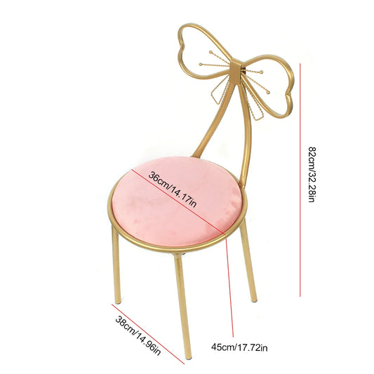 Pink Velvet Butterfly Vanity Chair with Golden Metal Legs